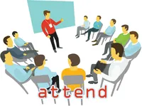 Định nghĩa của từ <b>attend</b>