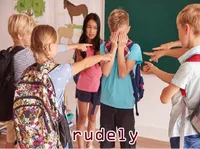 Ý nghĩa của từ vựng <b>rudely</b>